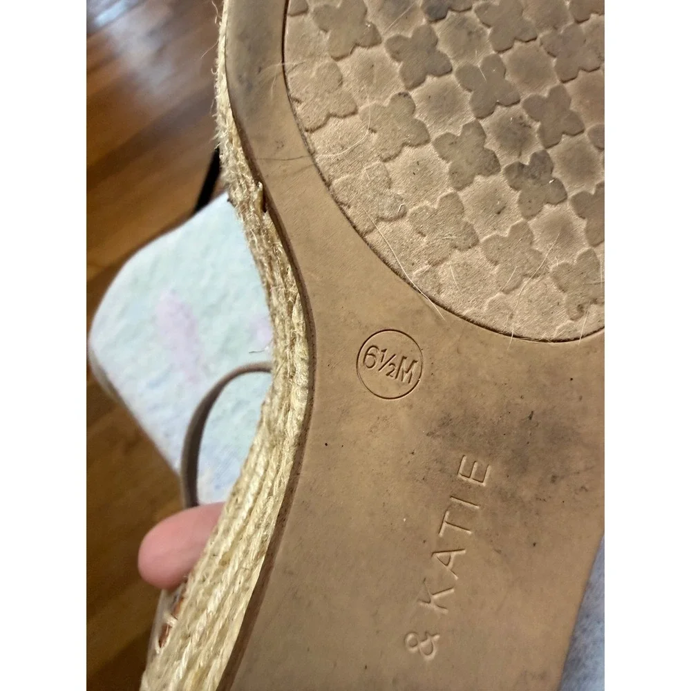 Kelly & Katie Tan Espadrille Wedge Sandals Ankle Strap Platform‎ 6.5M